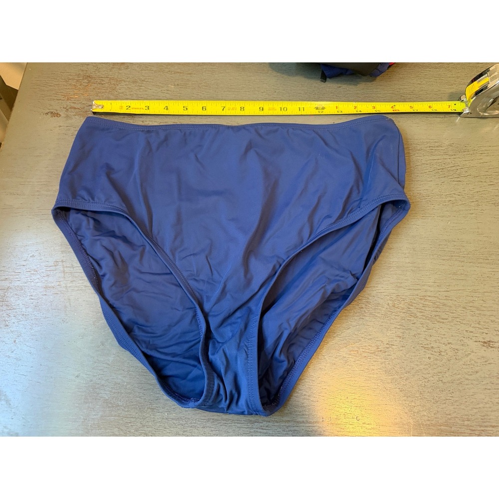 Jantzen Womens Navy Blue High Waisted Bikini Bottom Swim Brief Size 16 JZ21000H